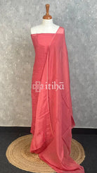 VISCOSE ORGANZA CHIKANKARI SALWAR SUIT - CORAL PINK