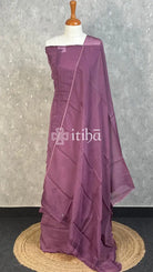 VISCOSE ORGANZA CHIKANKARI SALWAR SUIT - DEEP PLUM PURPLE