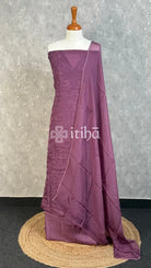 VISCOSE ORGANZA CHIKANKARI SALWAR SUIT - DEEP PLUM PURPLE