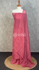 VISCOSE ORGANZA CHIKANKARI SALWAR SUIT - dusty mauve