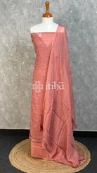 VISCOSE ORGANZA CHIKANKARI SALWAR SUIT - DUSTY PEACH