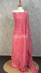 VISCOSE ORGANZA CHIKANKARI SALWAR SUIT - DUSTY ROSE PINK