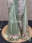 VISCOSE ORGANZA CUTWORK EMBROIDERY SAREE