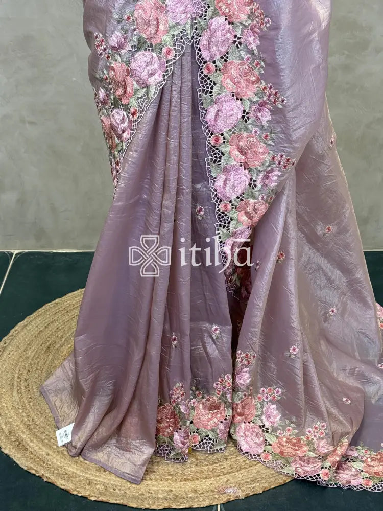 VISCOSE ORGANZA CUTWORK EMBROIDERY SAREE