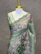 VISCOSE ORGANZA CUTWORK EMBROIDERY SAREE