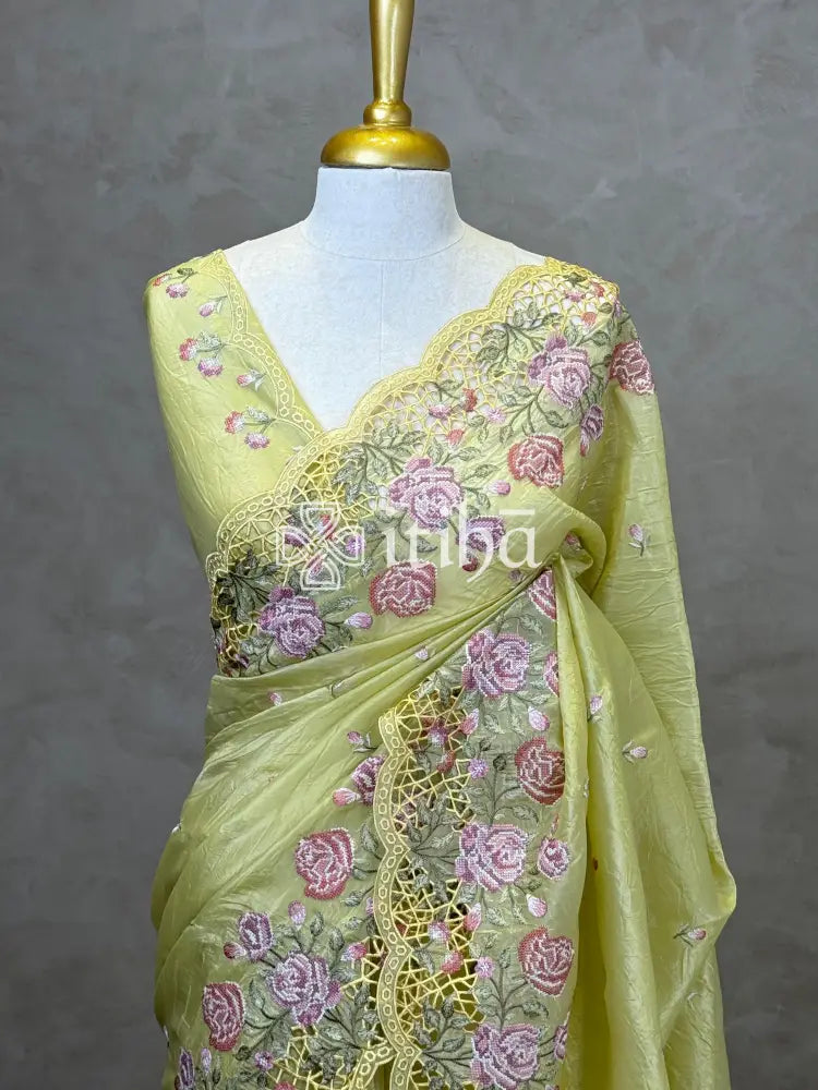 VISCOSE ORGANZA CUTWORK EMBROIDERY SAREE