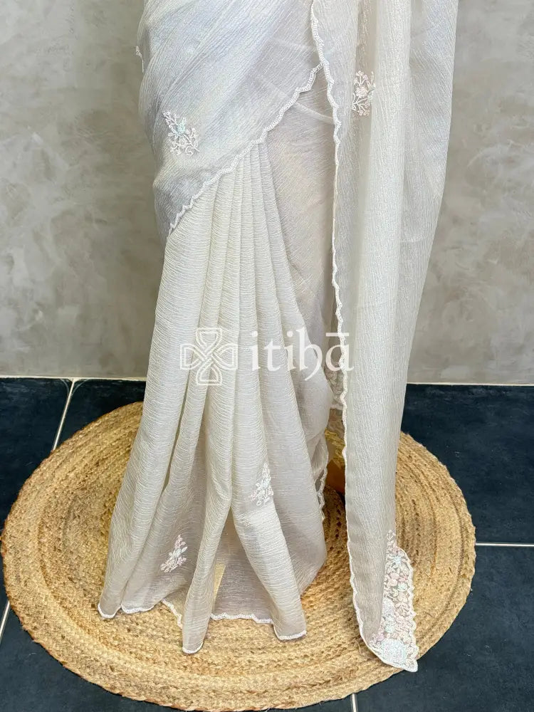 VISCOSE ORGANZA EMBROIDERY DESIGNER SAREE