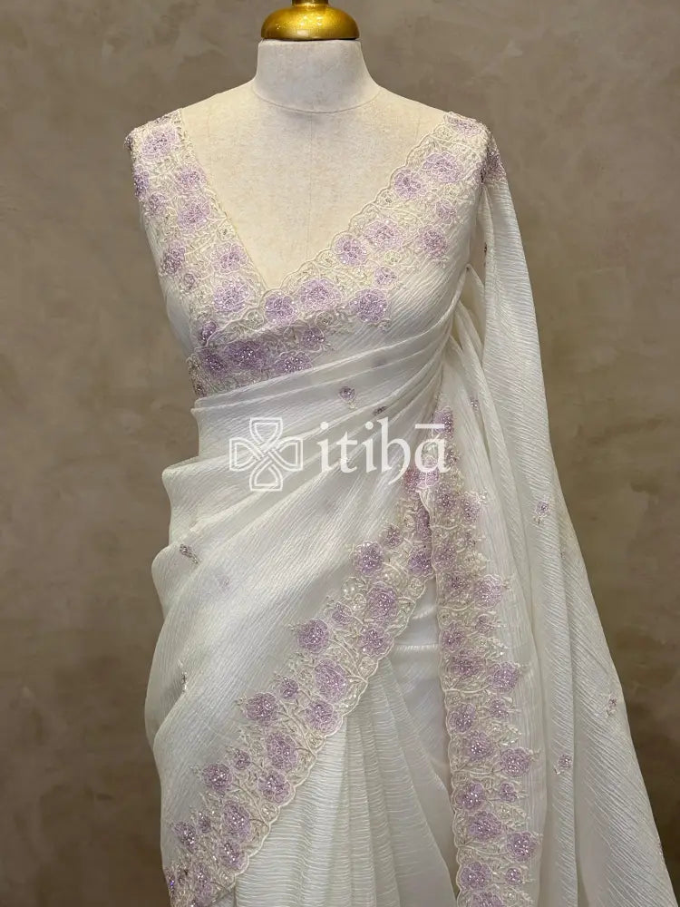 VISCOSE ORGANZA EMBROIDERY SAREE