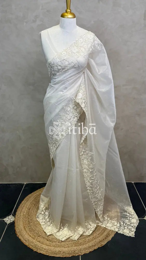 VISCOSE ORGANZA HAND EMBROIDERY SAREE