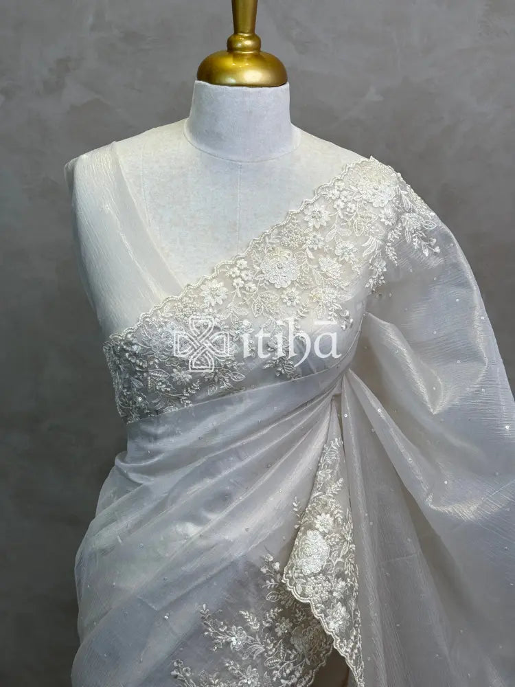 VISCOSE ORGANZA HAND EMBROIDERY SAREE