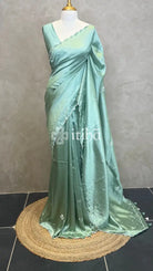 VISCOSE ORGANZA HAND EMBROIDERY SAREE - PASTEL GREEN