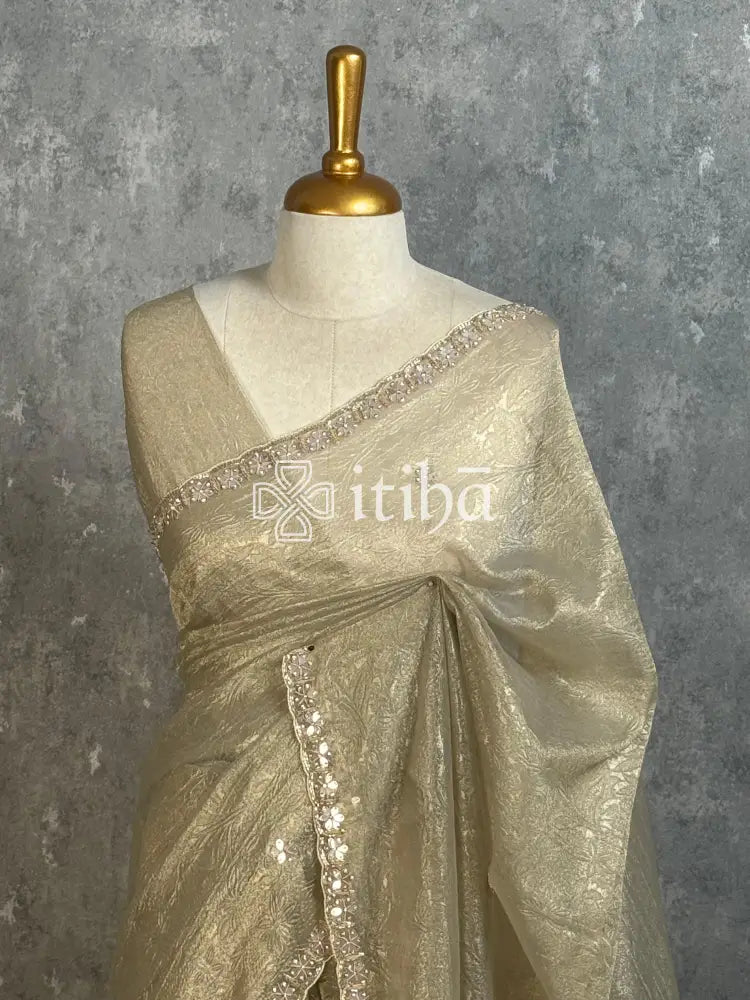 VISCOSE ORGANZA HANDWORK DESIGNER SAREE