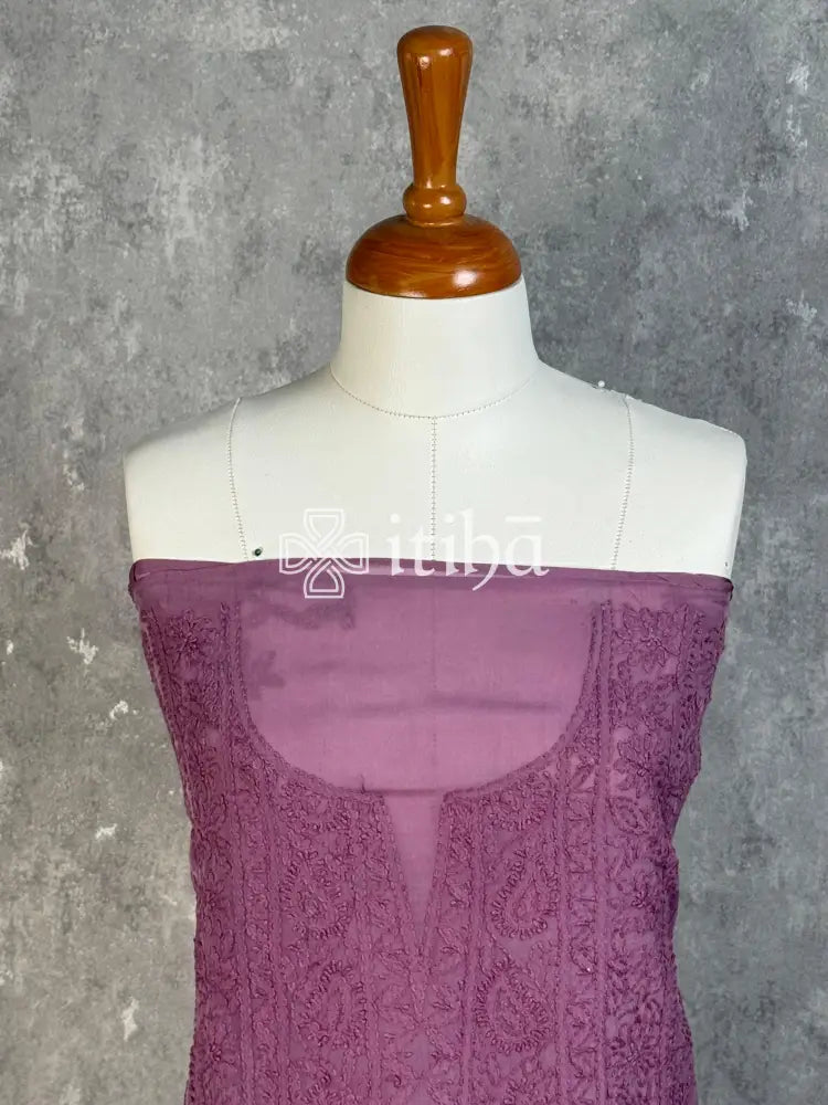 VISCOSE ORGANZA SALWAR SET - dusty mauve