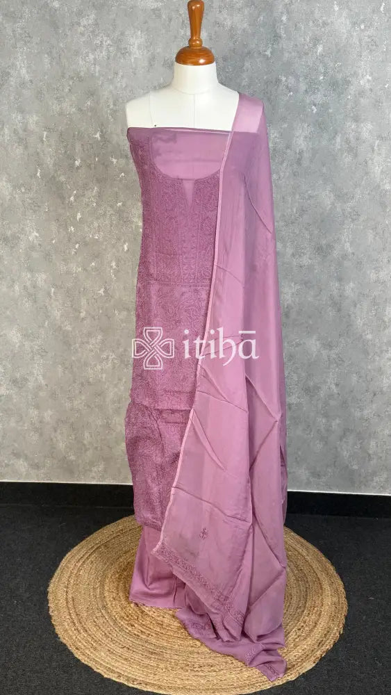VISCOSE ORGANZA SALWAR SET - dusty mauve