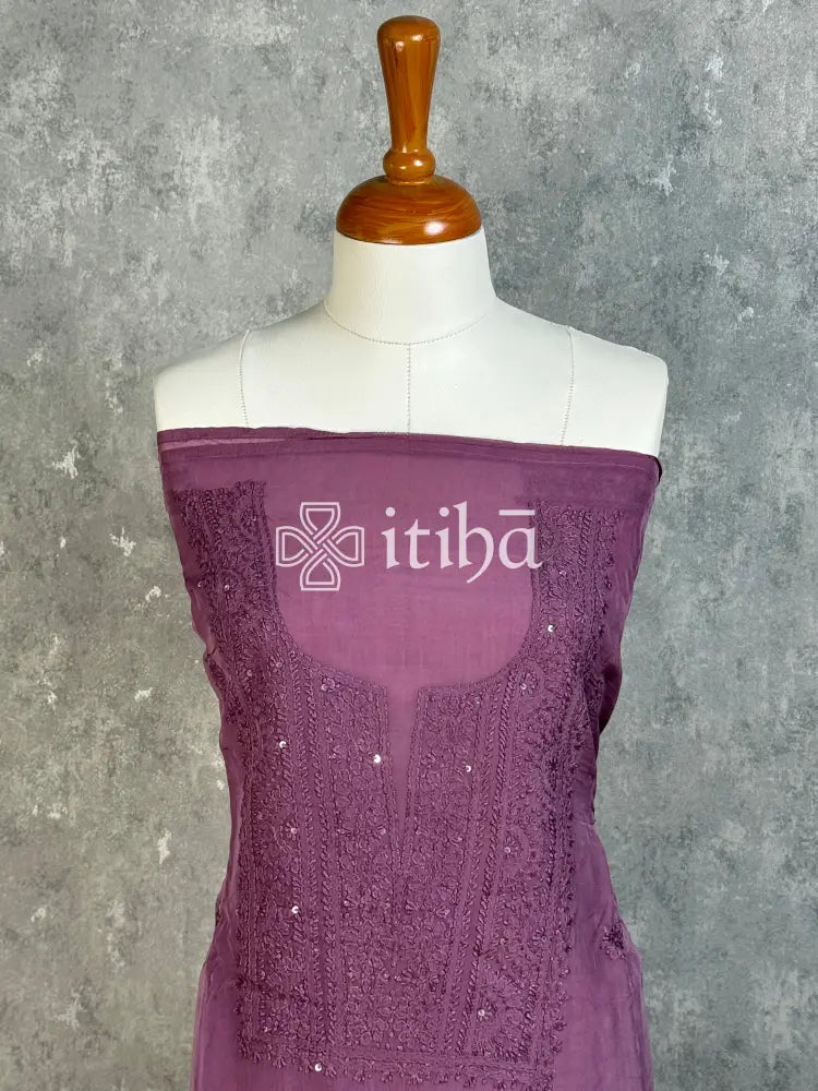 VISCOSE ORGANZA SALWAR SET - dusty plum