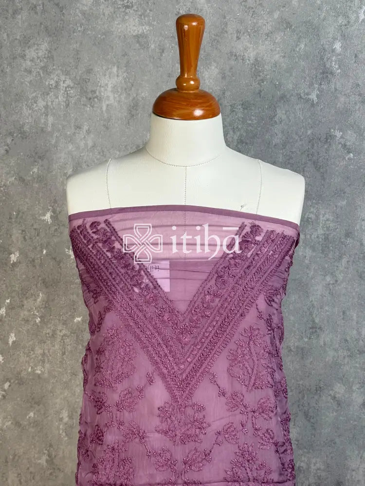 VISCOSE ORGANZA SALWAR SUIT - DUSTY ROSE PINK