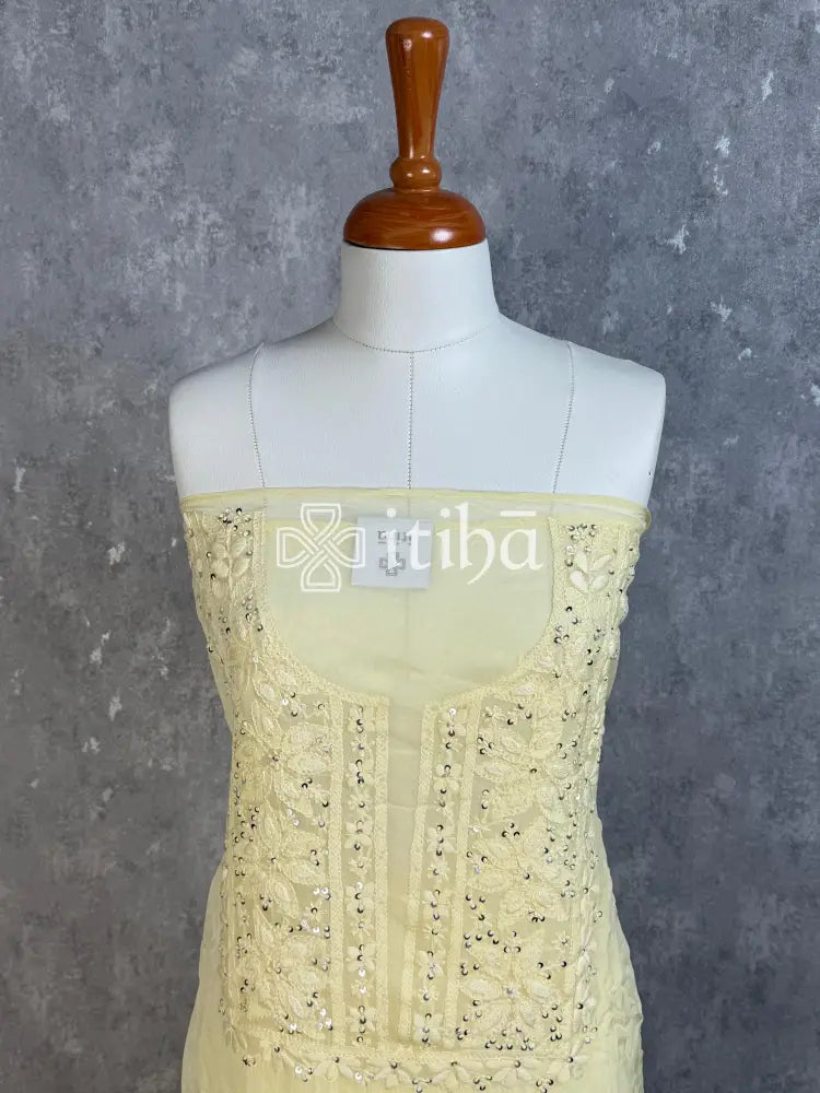 VISCOSE ORGANZA SALWAR SUIT - lemon yellow