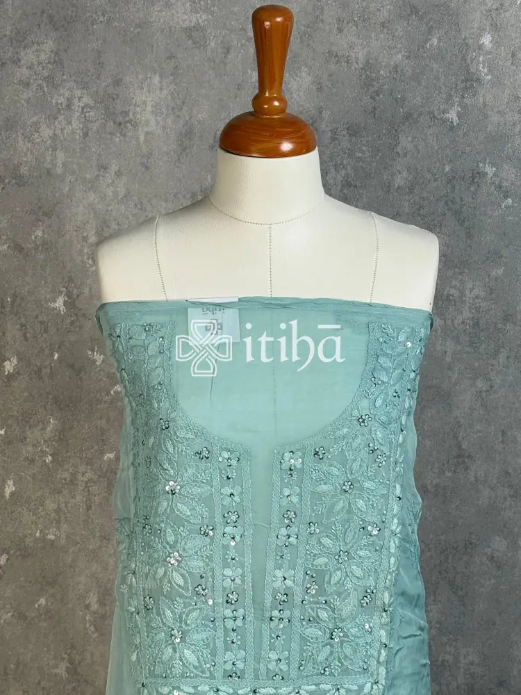 VISCOSE ORGANZA SALWAR SUIT - light blue