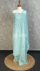 VISCOSE ORGANZA SALWAR SUIT - light blue