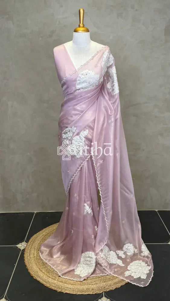 VISCOSE ORGANZA TURKISH APPLIQUE DESIGNER SAREE