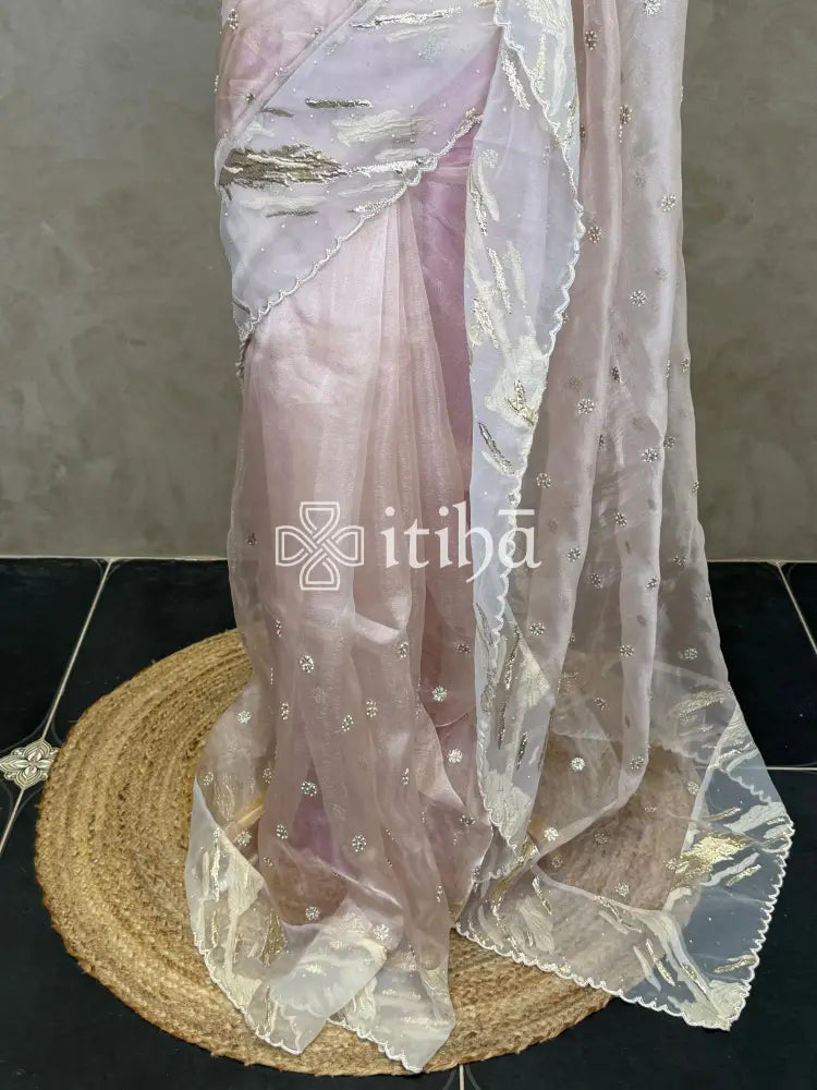 VISCOSE ORGANZA TURKISH APPLIQUE DESIGNER SAREE