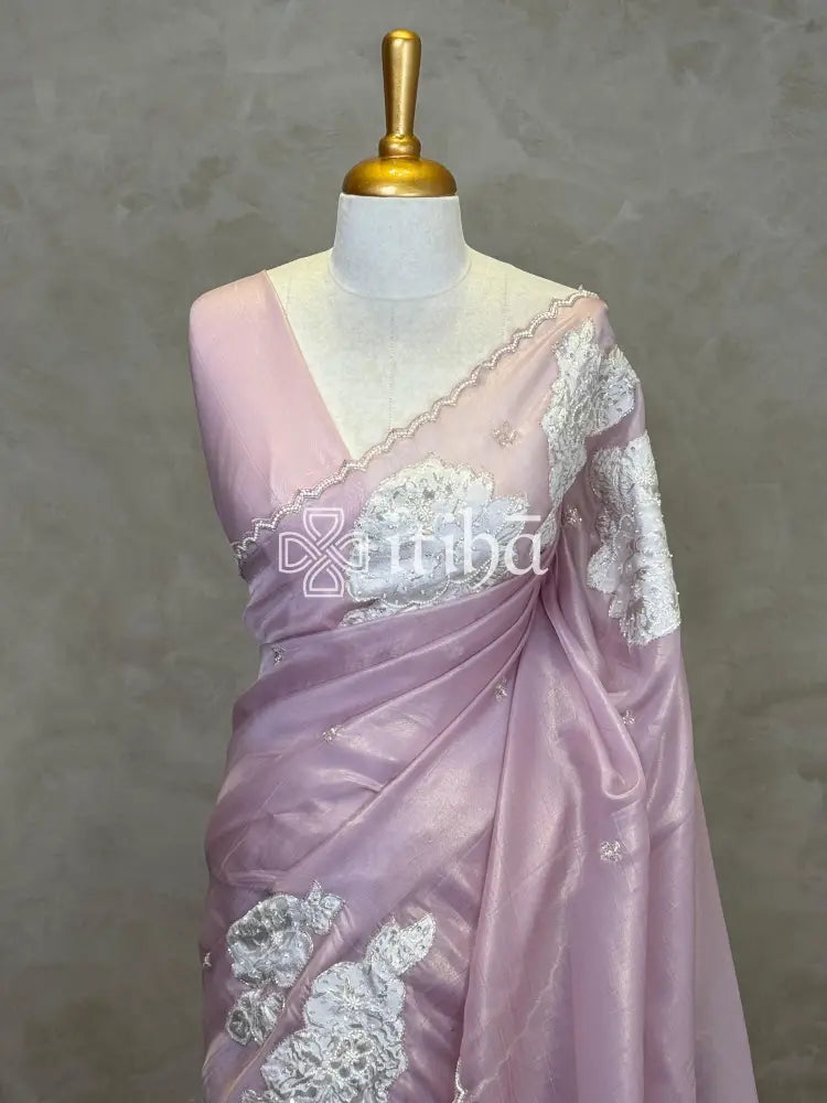 VISCOSE ORGANZA TURKISH APPLIQUE DESIGNER SAREE