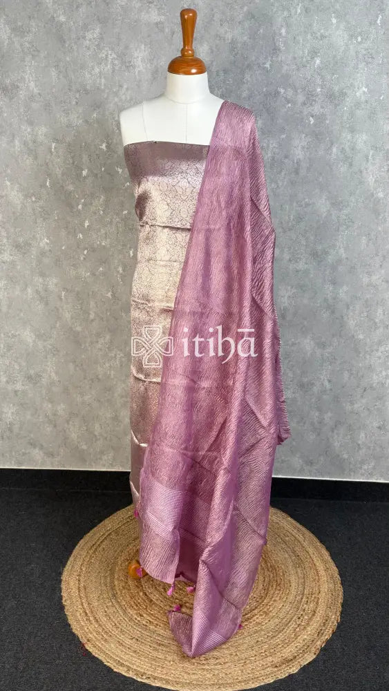 ZARI BROCADE SALWAR SET - LAVENDER GREY