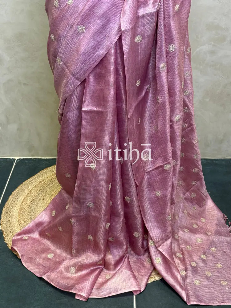 ZARI CHECKS TUSSAR EMBROIDERY SAREE