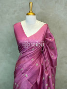 ZARI CHECKS TUSSAR EMBROIDERY SAREE