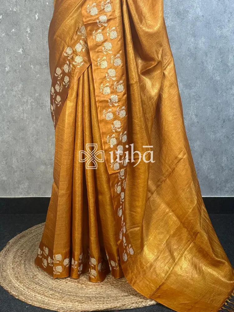 ZARI TUSSAR SILK EMBROIDERY SAREE