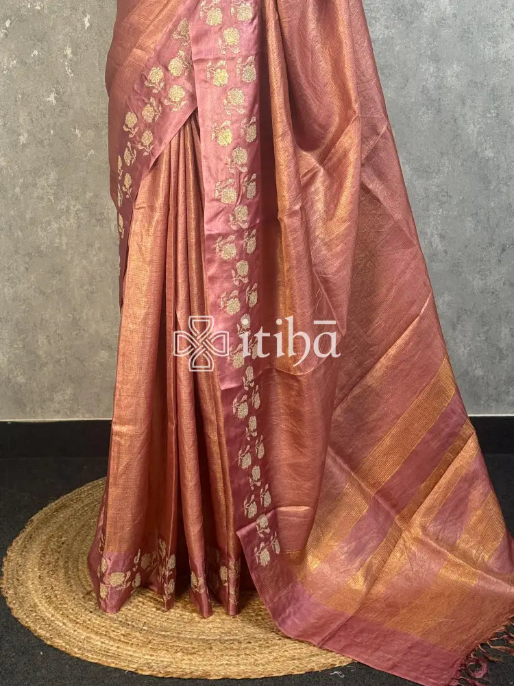 ZARI TUSSAR SILK EMBROIDERY SAREE
