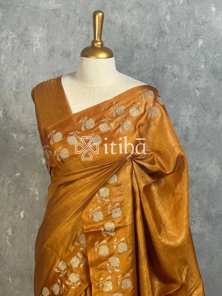 ZARI TUSSAR SILK EMBROIDERY SAREE