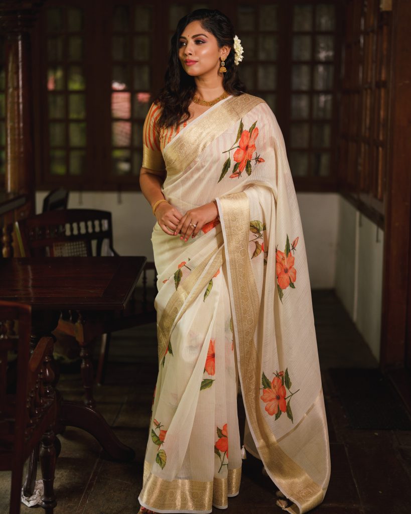 FLORAL PRINTED SILK KOTA SAREE