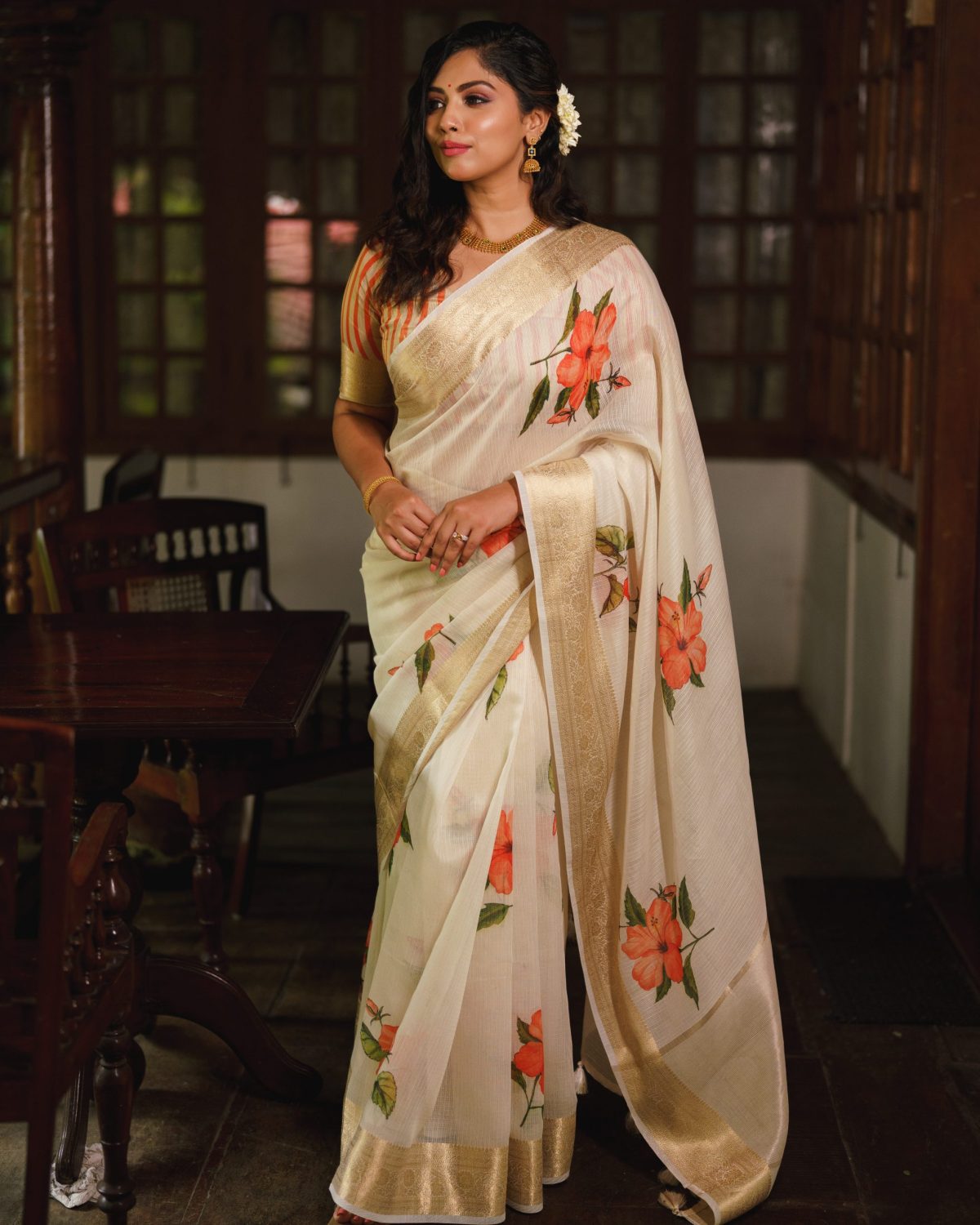 FLORAL PRINTED SILK KOTA SAREE