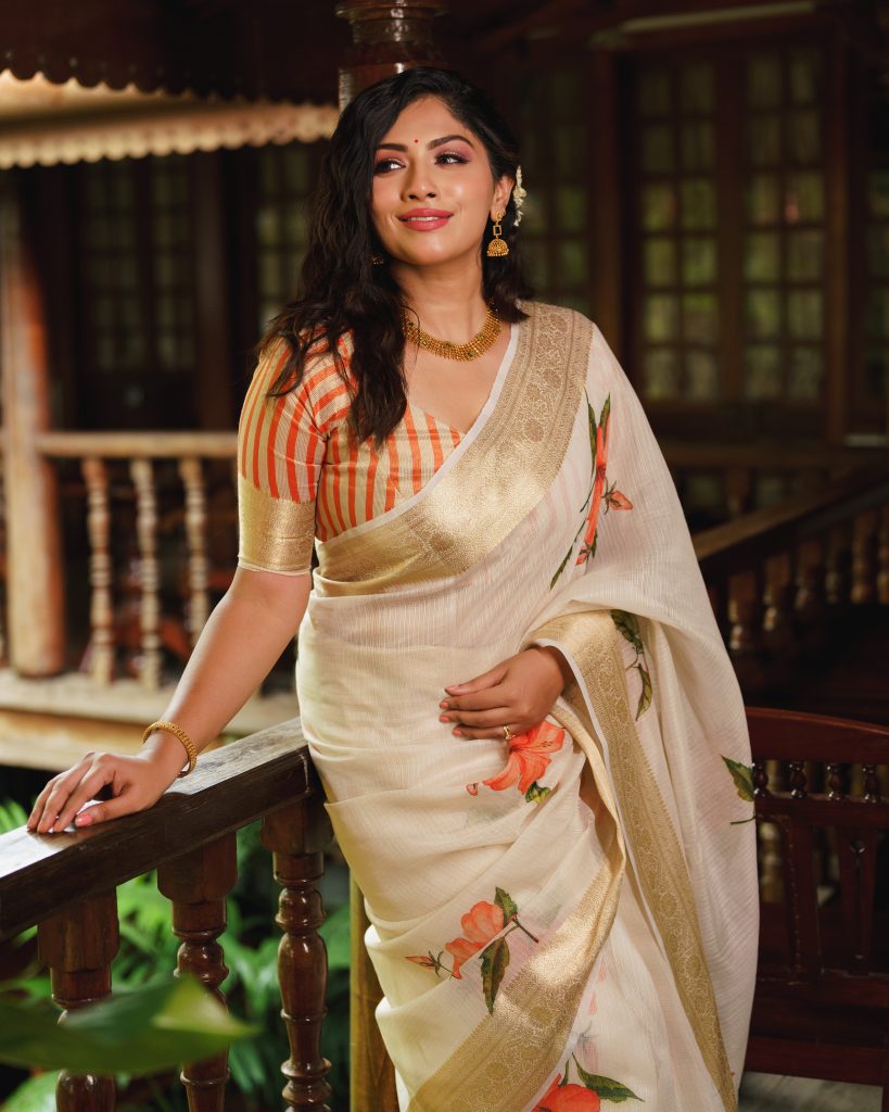 FLORAL PRINTED SILK KOTA SAREE - Image 2