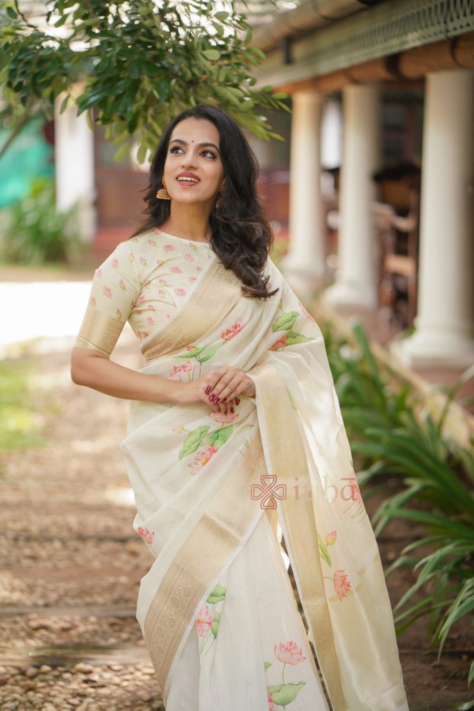 FLORAL PRINTED SILK KOTA SAREE - Image 2