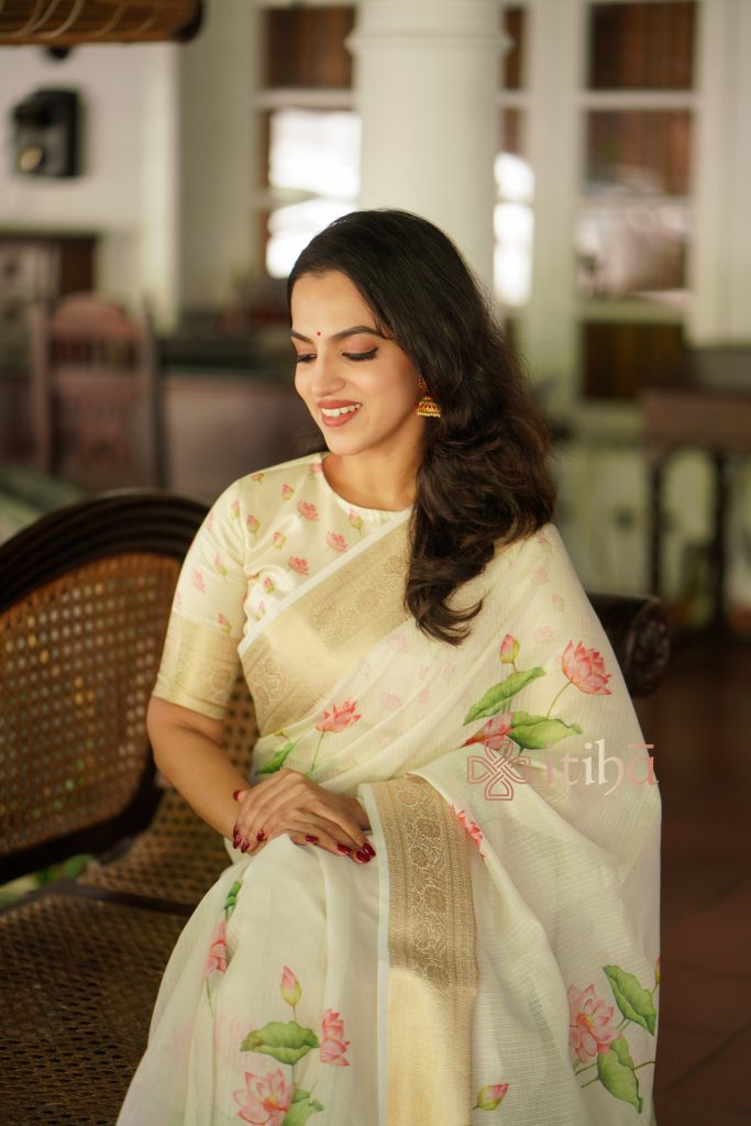 FLORAL PRINTED SILK KOTA SAREE - Image 3