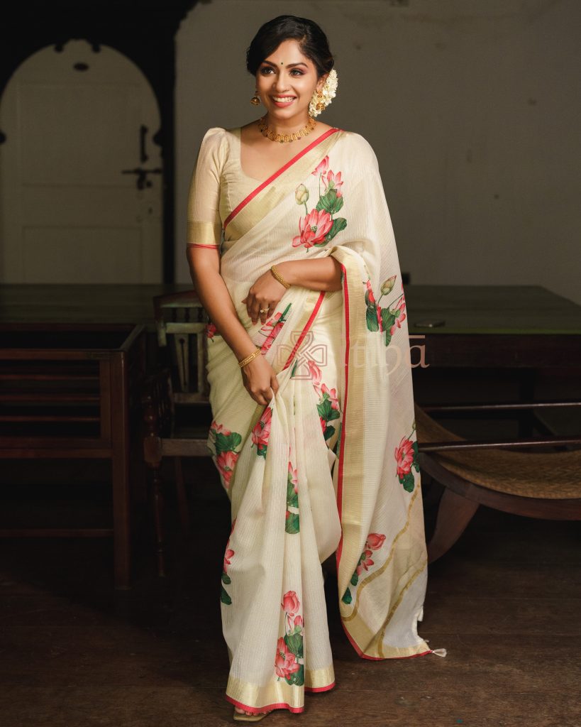 FLORAL PRINT SILK KOTA SAREE - Image 3