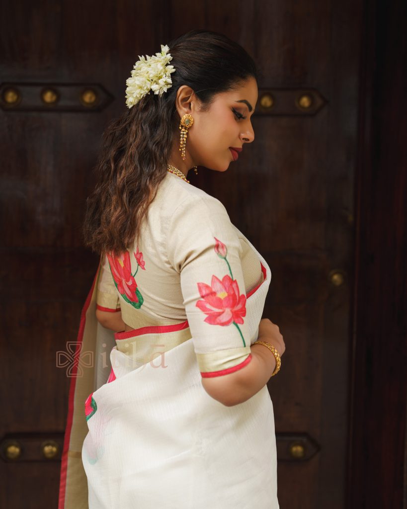FLORAL PRINTED SILK KOTA SAREE - Image 2