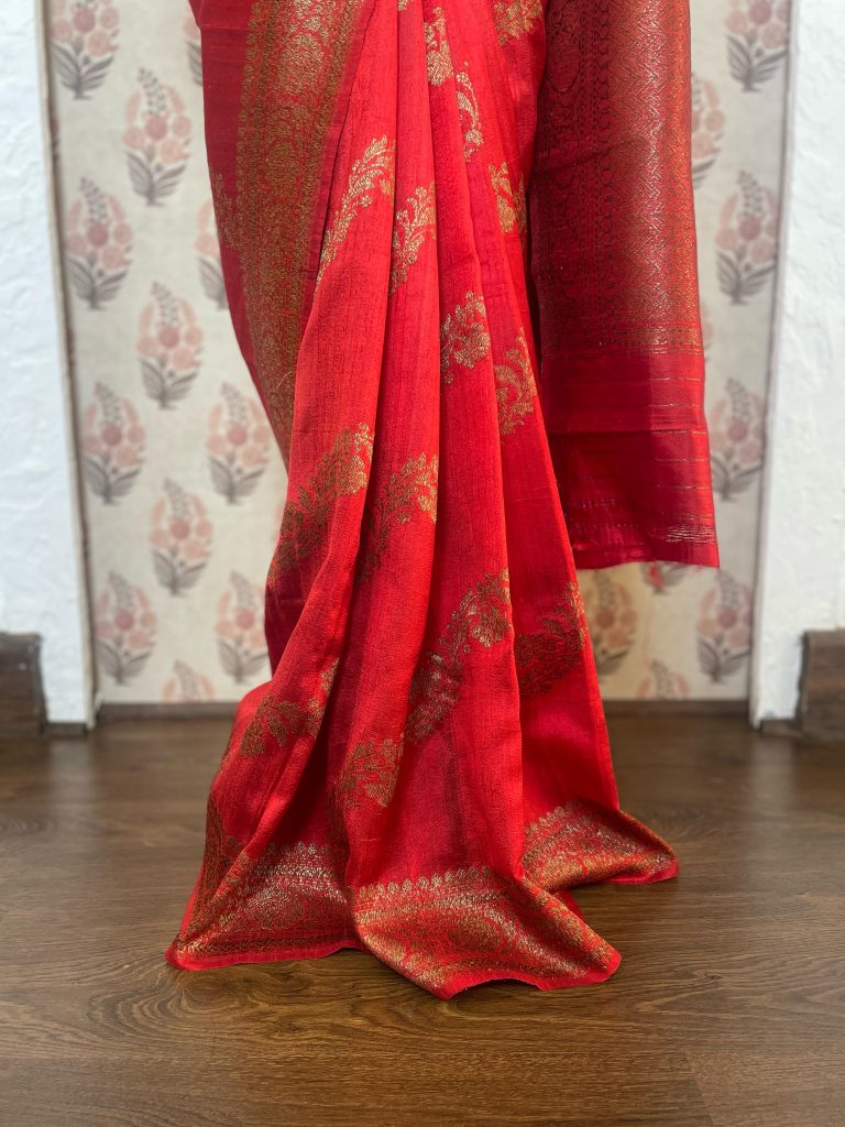 TUSSAR RAW SILK JAAL SAREE - Image 4