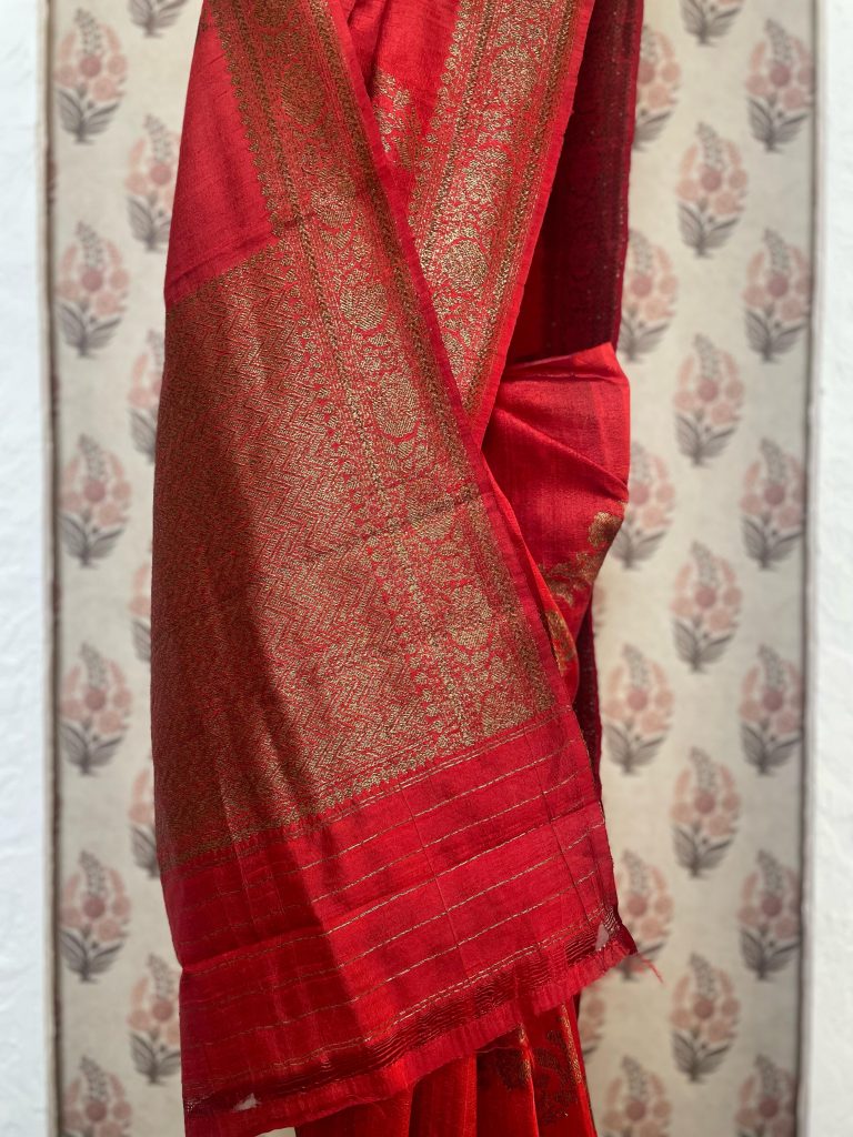 TUSSAR RAW SILK JAAL SAREE - Image 3