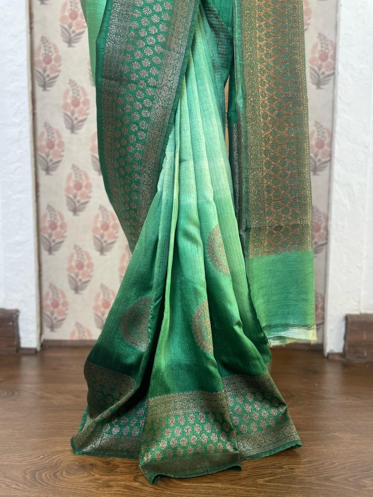 TUSSAR RAW SILK SAREE OMBRE - Image 4
