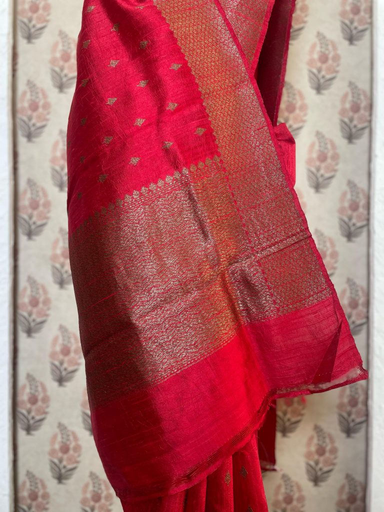 TUSSAR RAW SILK BIG BORDER SAREE - Image 2