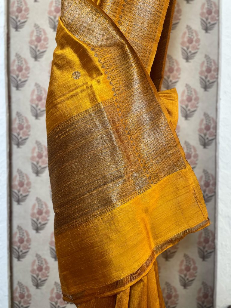TUSSAR RAW SILK BIG BORDER SAREE - Image 2