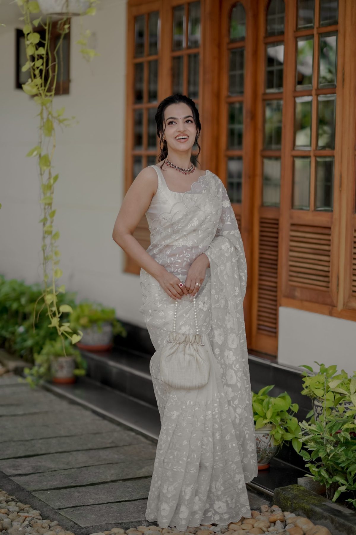SILK ORGANZA EMBROIDERY SAREE