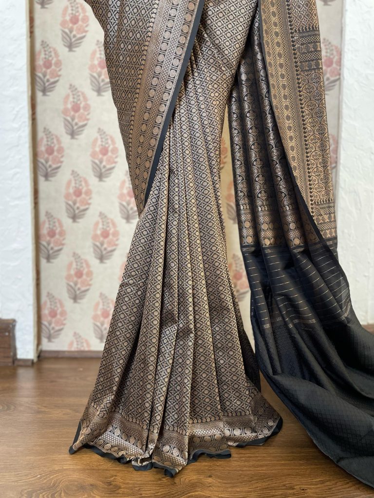 SEMI KATAN SILK BROCADE SAREE - Image 4