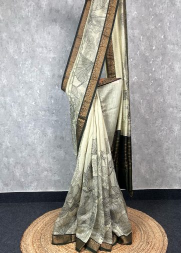 HAND BLOCK PRINTED CHANDERI SAREE