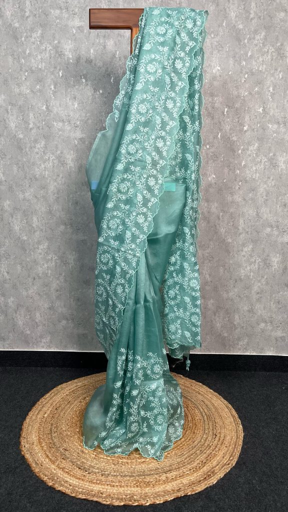 SILK ORGANZA EMBROIDERY SAREE