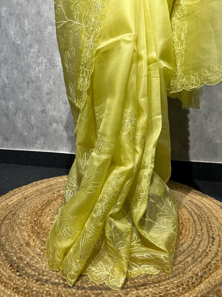 SILK ORGANZA APPLIQUE SAREE - Image 2