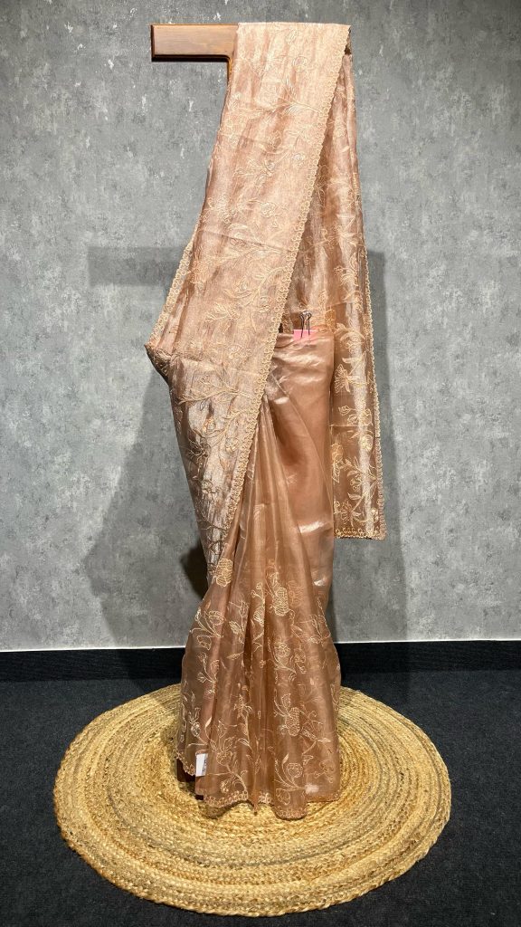 TISSUE SILK ORGANZA APPLIQUE SAREE